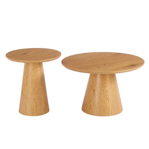 SET DI 2 TAVOLINI ROTONDI IN LEGNO KANADE