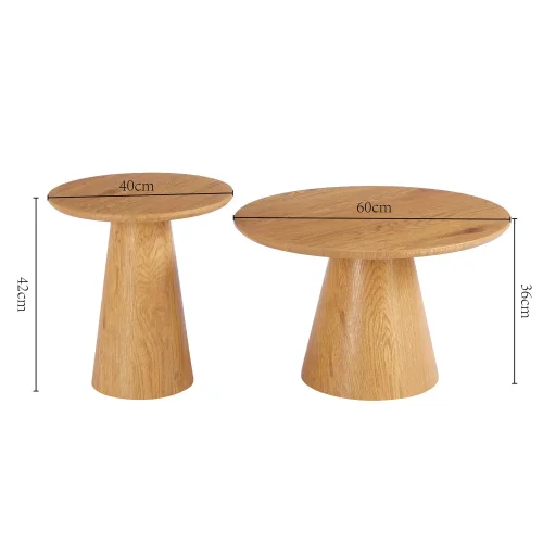 SET DI 2 TAVOLINI ROTONDI IN LEGNO KANADE
