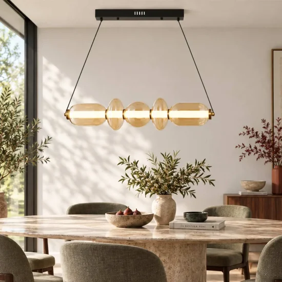 LAMPADA DA SOFFITTO LED 28W CCT VETRO AMBRATO SOLENE