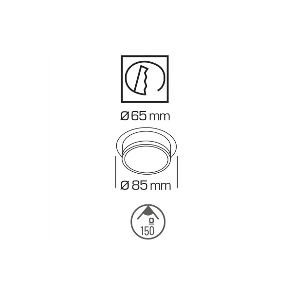 FARETTO DA INCASSO BAGNO LUCE FRONTALE E LATERALE BIANCO GU10