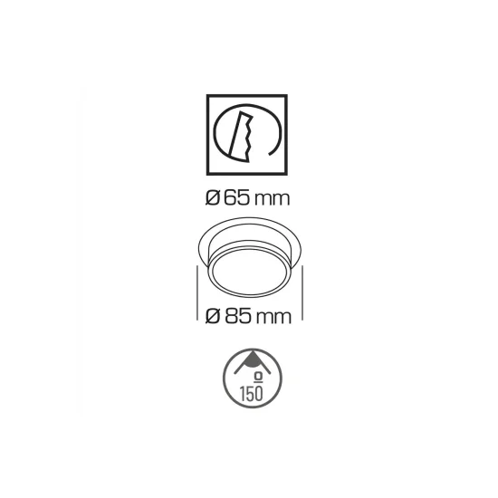 FARETTO DA INCASSO BAGNO LUCE FRONTALE E LATERALE NERO GU10 2