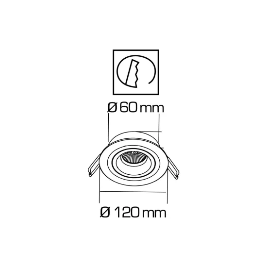 FARETTO DA INCASSO Ø12CM RAFIA/NERO GU10 2