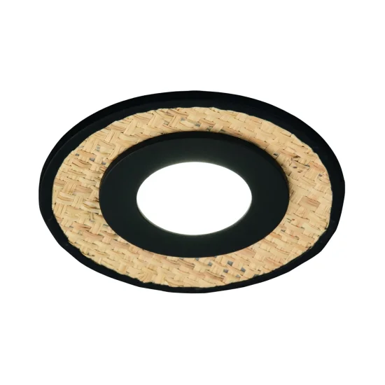 FARETTO DA INCASSO Ø12CM RAFIA/NERO GU10