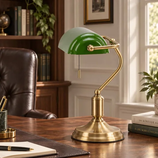 LAMPADA DA TAVOLO DA BANCHIERE E27 VERDE LUCIDO