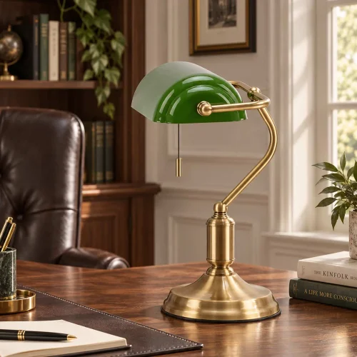 LAMPADA DA TAVOLO DA BANCHIERE E27 VERDE LUCIDO