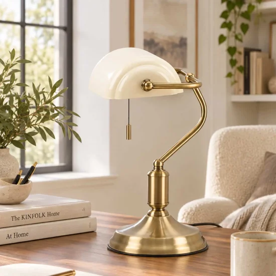 LAMPADA DA TAVOLO DA BANCHIERE E27 BEIGE LUCIDO