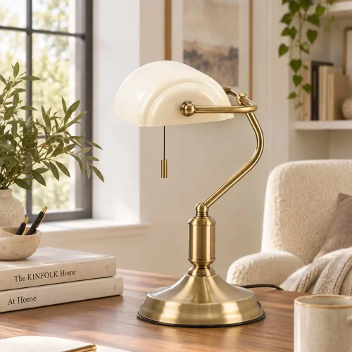 LAMPADA DA TAVOLO DA BANCHIERE E27 BEIGE LUCIDO