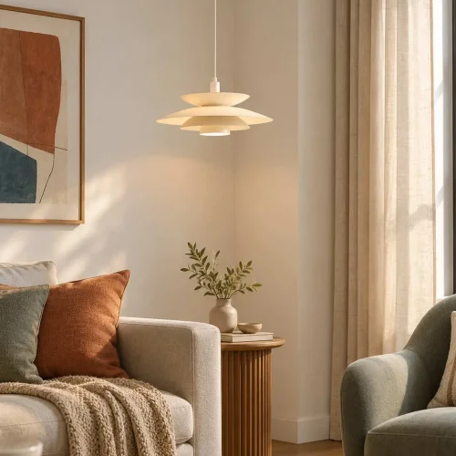 LAMPADA DA SOFFITTO 1 LUCE E27 BEIGE Ø38 CM ORNELLA
