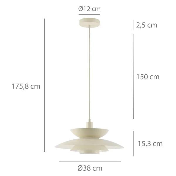 LAMPADA DA SOFFITTO 1 LUCE E27 BEIGE Ø38 CM ORNELLA