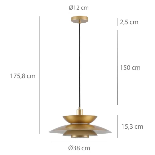 LAMPADA DA SOFFITTO 1 LUCE E27 DORATA Ø38 CM ORNELLA