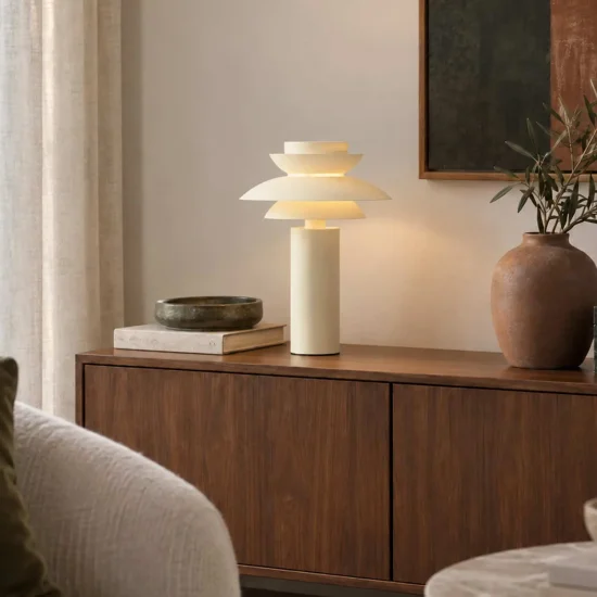 LAMPADA DA TAVOLO 1 LUCE E27 BEIGE Ø30 CM ORNELLA