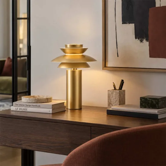 LAMPADA DA TAVOLO 1 LUCE E27 DORATA Ø30 CM ORNELLA
