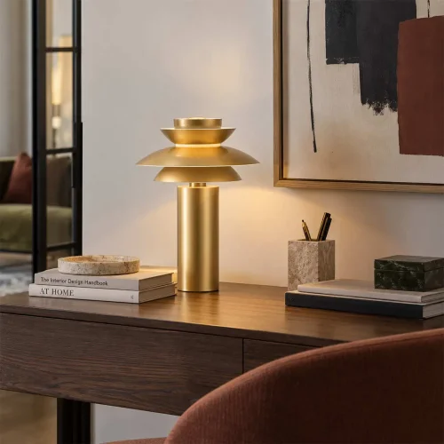 LAMPADA DA TAVOLO 1 LUCE E27 DORATA Ø30 CM ORNELLA
