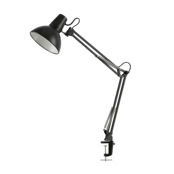 LAMPADA MULTIFUNZIONE DA TAVOLO, PARETE E CON PINZA IN ACCIAIO NERO