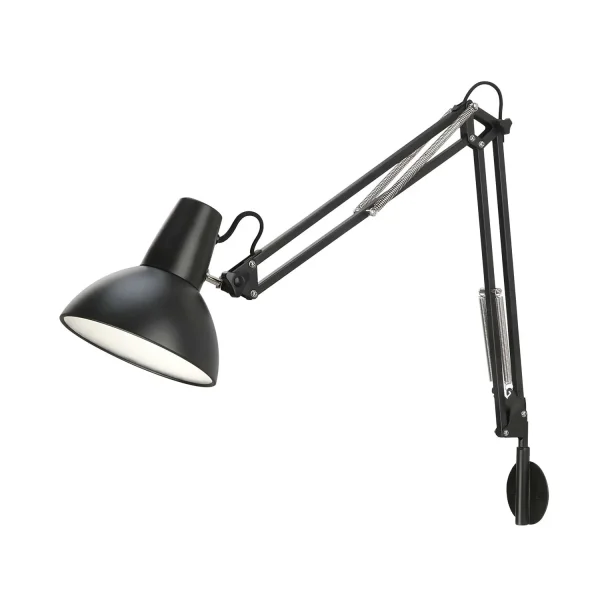 LAMPADA MULTIFUNZIONE DA TAVOLO, PARETE E CON PINZA IN ACCIAIO NERO