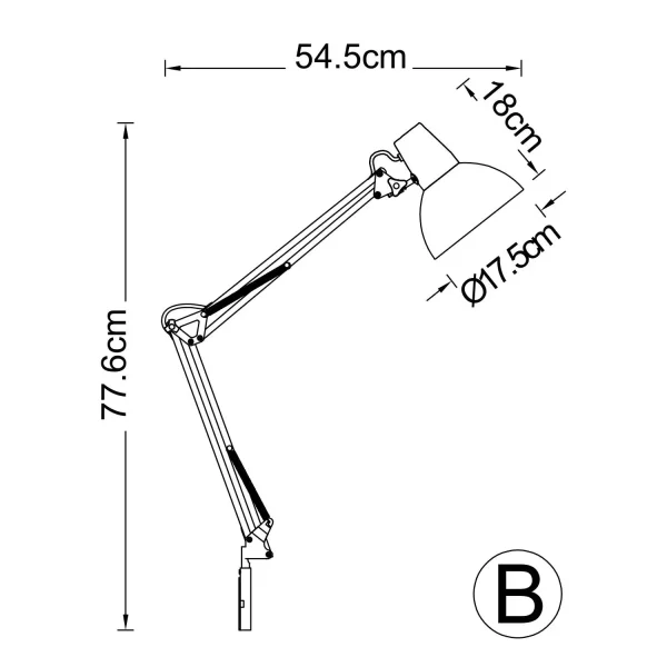LAMPADA MULTIFUNZIONE DA TAVOLO, PARETE E CON PINZA IN ACCIAIO NERO