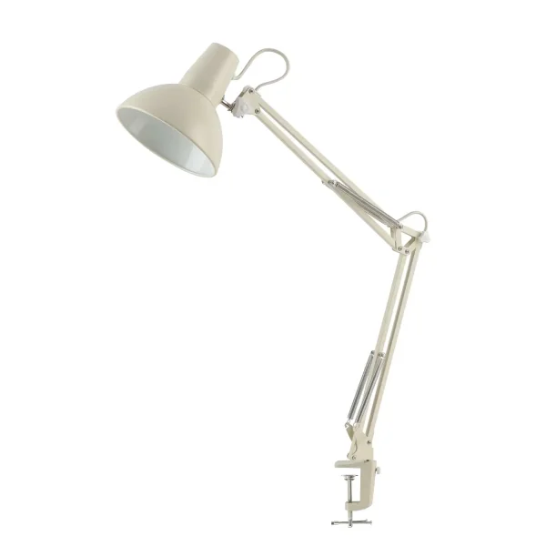 LAMPADA MULTIFUNZIONE DA TAVOLO, PARETE E CON PINZA IN ACCIAIO BIANCO