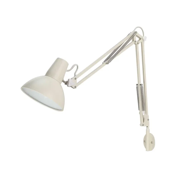 LAMPADA MULTIFUNZIONE DA TAVOLO, PARETE E CON PINZA IN ACCIAIO BIANCO