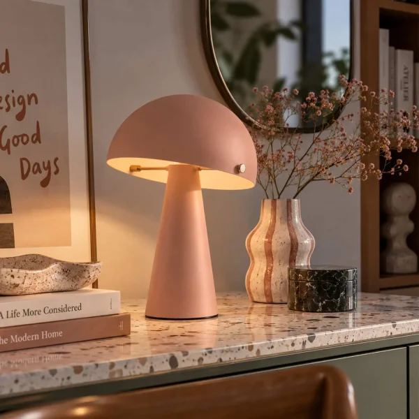 LAMPADA DA TAVOLO IN ACCIAIO VERNICIATO ROSA OPACO E27 CHANTERELLE