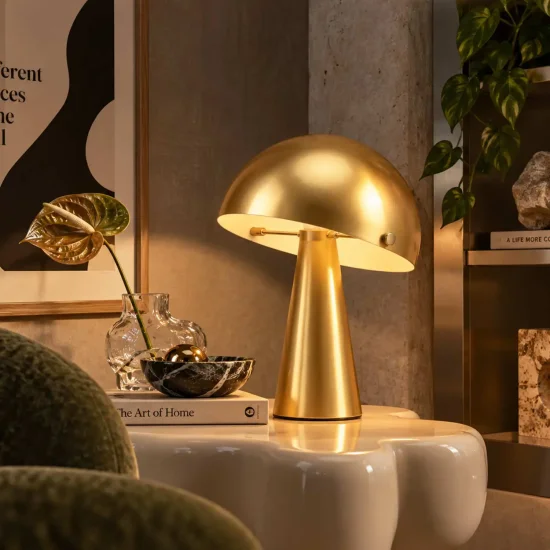 LAMPADA DA TAVOLO IN ACCIAIO VERNICIATO ORO E27 CHANTERELLE