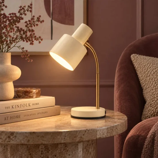 LAMPADA DA TAVOLO E27 BEIGE E DORATA GEMMA