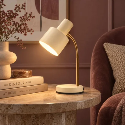 LAMPADA DA TAVOLO E27 BEIGE E DORATA GEMMA