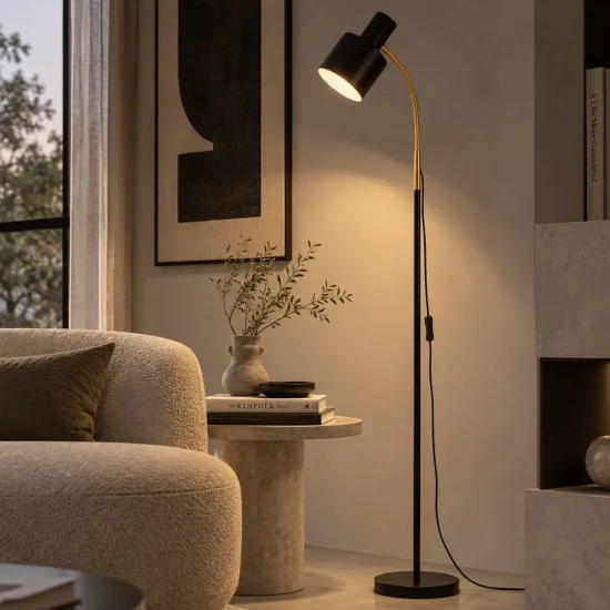 LAMPADA DA TERRA E27 NERA E ORO GEMMA