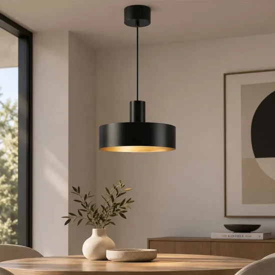 LAMPADA DA SOFFITTO E27 ACCIAIO VERNICIATO NERO GEMMA