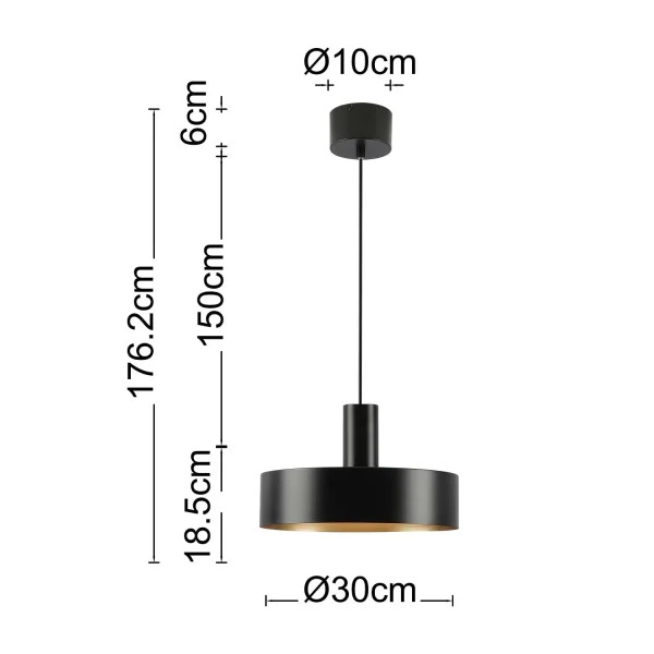 LAMPADA DA SOFFITTO E27 ACCIAIO VERNICIATO NERO GEMMA