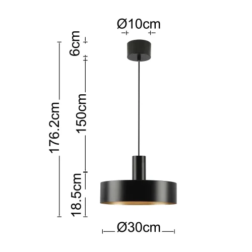LAMPADA DA SOFFITTO E27 ACCIAIO VERNICIATO NERO GEMMA