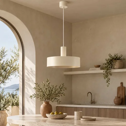 LAMPADA DA SOFFITTO E27 ACCIAIO VERNICIATO BEIGE GEMMA