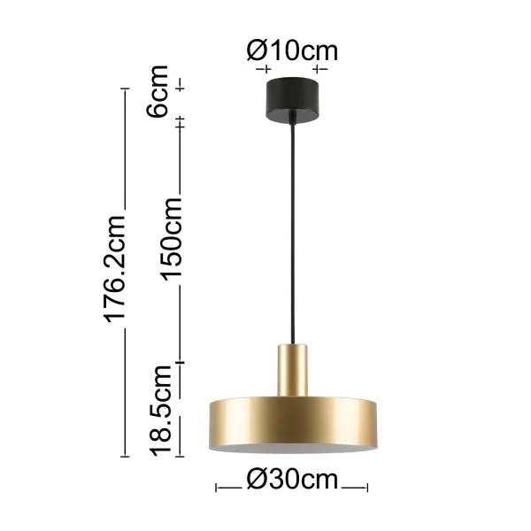 LAMPADA DA SOFFITTO E27 NERA E DORATA GEMMA