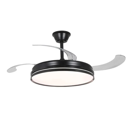 VENTILATORE DA SOFFITTO LED 55 W REGOLABILE CON 4 PALE RETRATTILI NERE BOLT 2