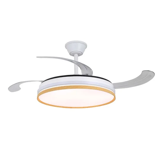 VENTILATORE DA SOFFITTO LED 55 W REGOLABILE CON 4 PALE RETRATTILI BIANCO/LEGNO BOLT 2